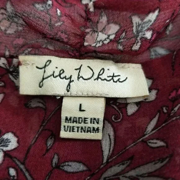 Lily White Floral Blouse (size L) - Picture 6 of 6